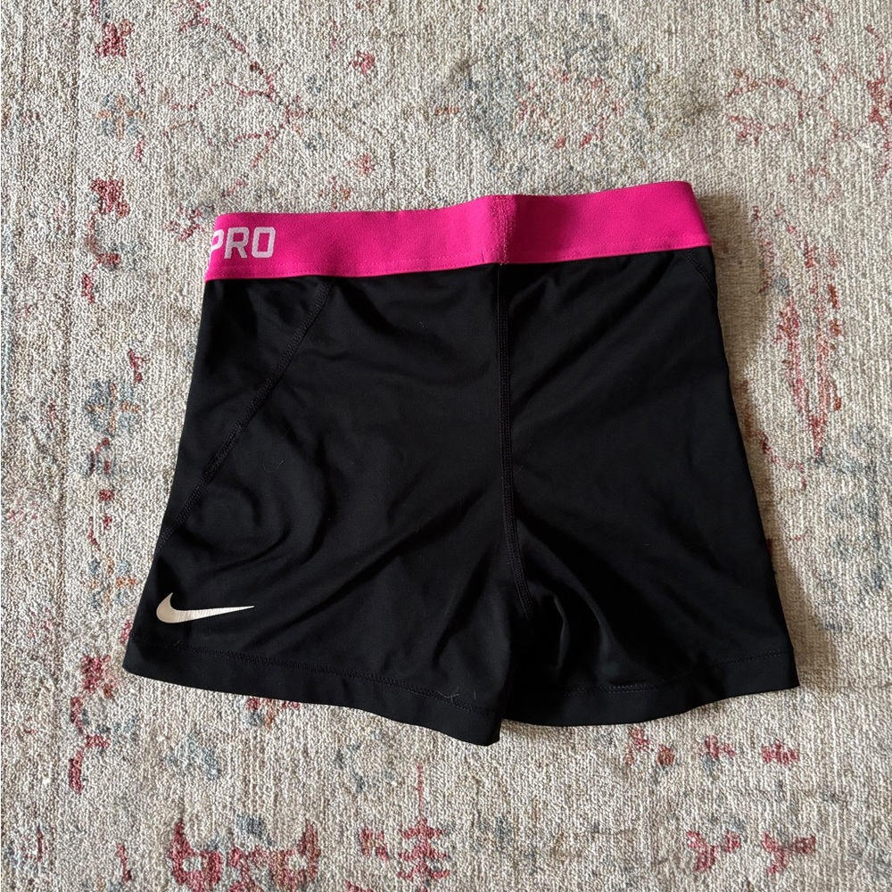 Nike Women's Athletic Shorts Black with Pink Waistband